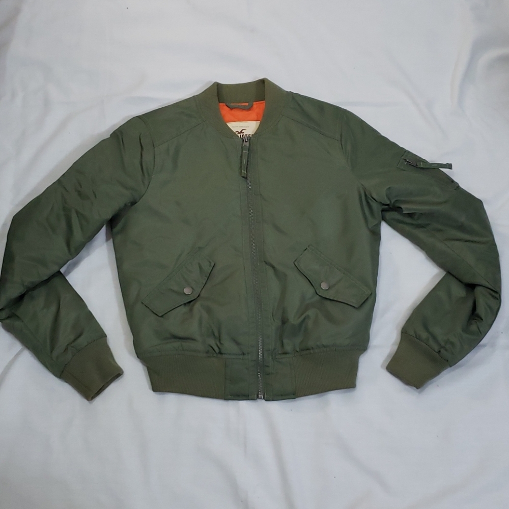 Hollister Bomber Jacket Womens Size X-Small Olive
